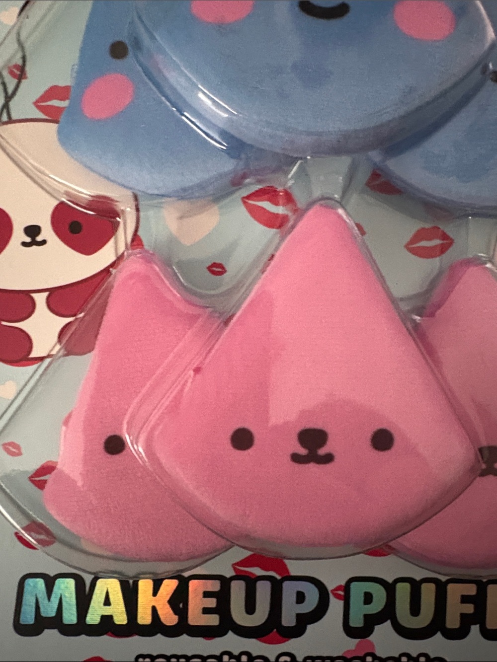 mimicoco Cute Cat & Drop Makeup Puffs - Blue & Pink - Picture 2 of 5
